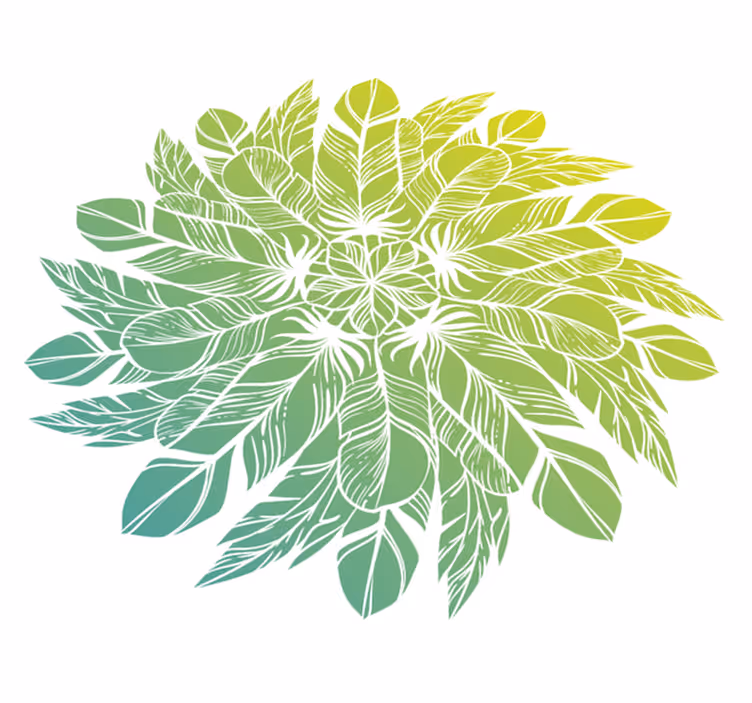 花と植物の壁画葉っぱの円形模様 - TENSTICKERS