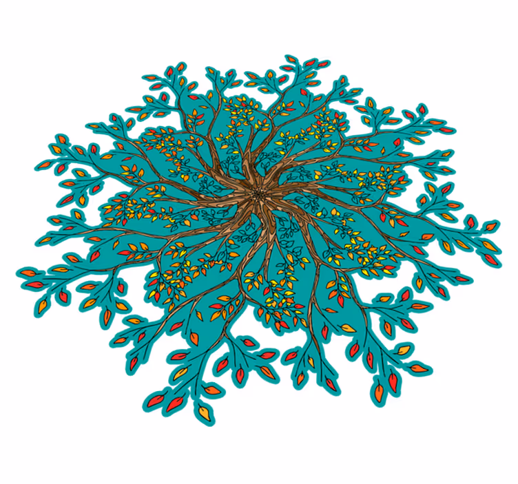 花と植物の壁画鮮やかな木のコンセプト - TENSTICKERS