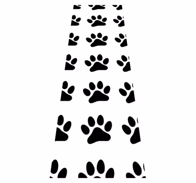 寝室 ビニールマット 白地に黒の犬の足跡 - TENSTICKERS