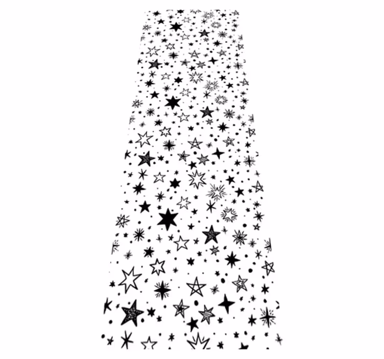 寝室 ビニールマット 白背景に黒い星柄 - TENSTICKERS