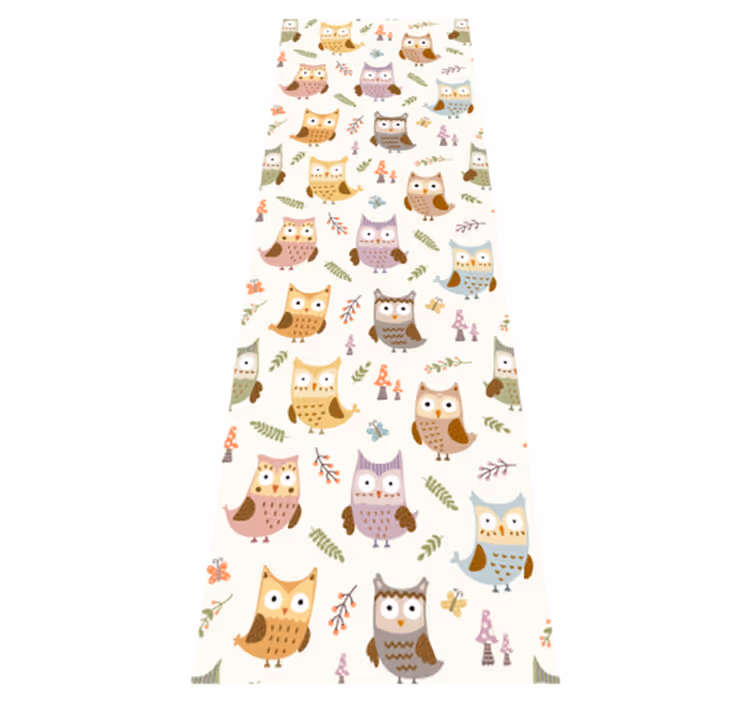 寝室 ビニールマット 職業を持つかわいいフクロウデザイン - TENSTICKERS