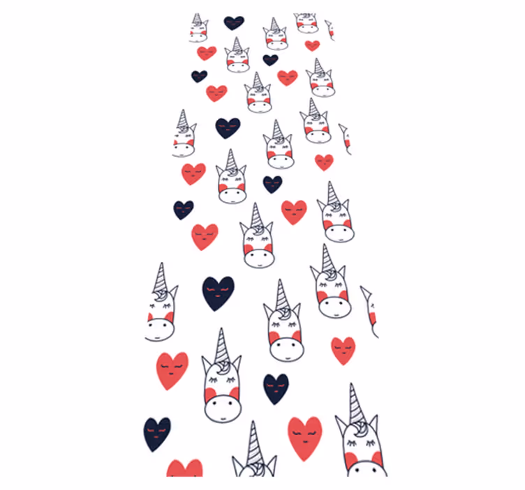 寝室 ビニールマット ユニコーン柄とハート - TENSTICKERS