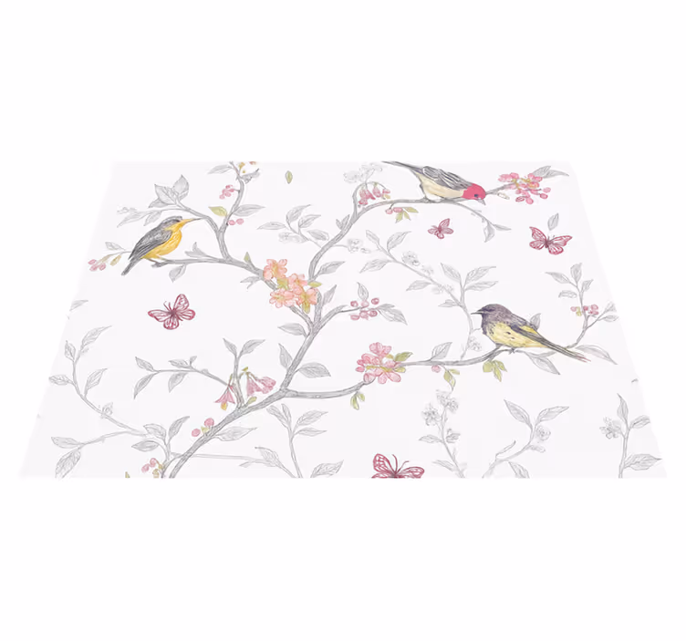 寝室 ビニールマット 鳥のいる枝 - TENSTICKERS