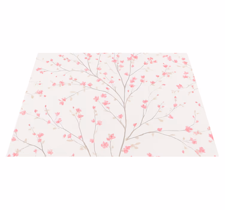 寝室 ビニールマット 小さなピンクの花の木 - TENSTICKERS