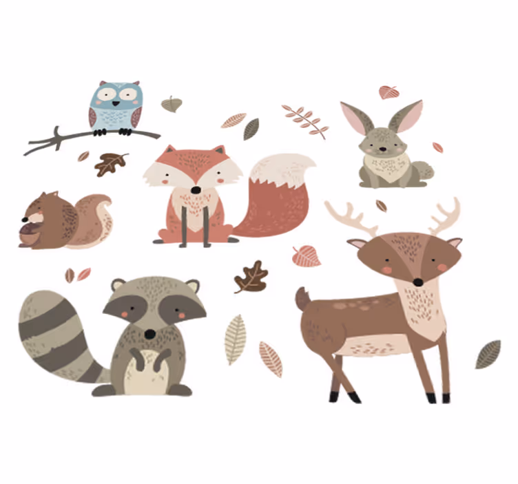 子供 ビニールマット 秋の動物ステッカー - TENSTICKERS