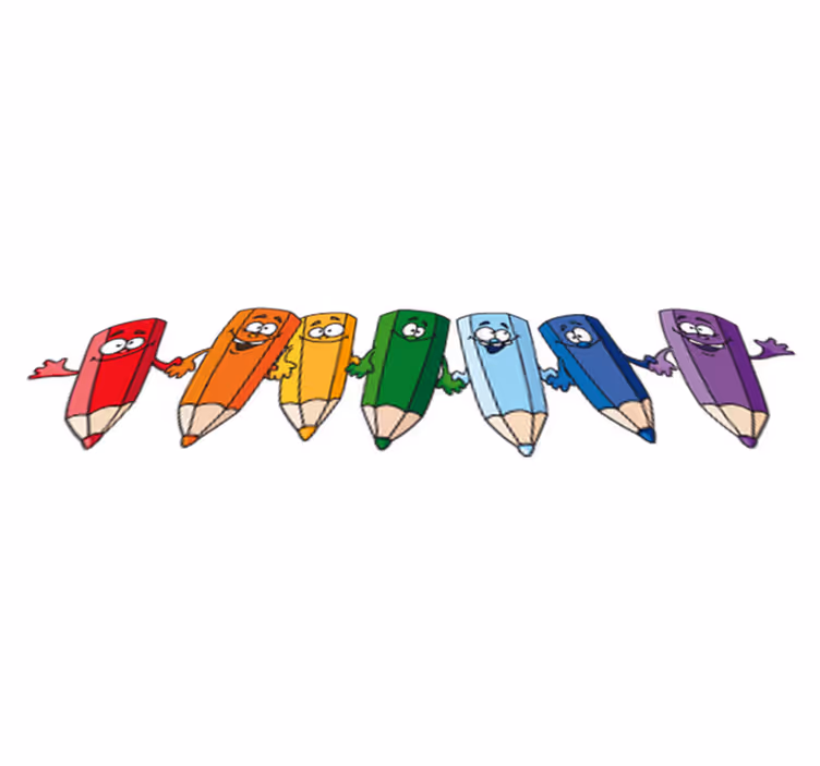 子供 ビニールマット 幸せなカラフルな鉛筆 - TENSTICKERS
