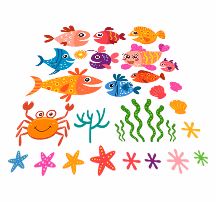 子供 ビニールマット カラフルな赤ちゃん魚 - TENSTICKERS
