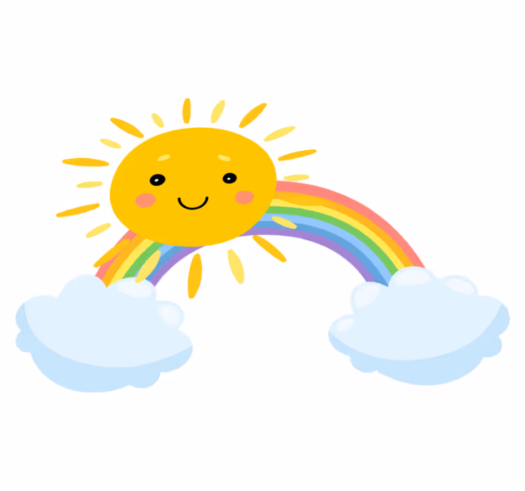 子供 ビニールマット 空のカートゥーン太陽と虹 - TENSTICKERS