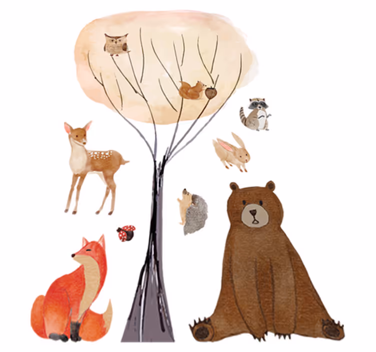 子供 ビニールマット 森の動物と木 - TENSTICKERS