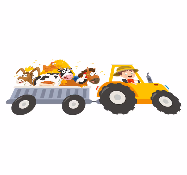子供 ビニールマット 動物たちと遊ぶ小さな農夫 - TENSTICKERS