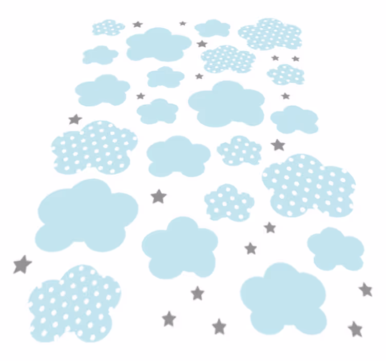 子供 ビニールマット 青い雲と灰色の星 - TENSTICKERS