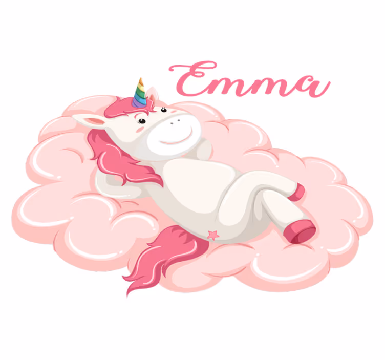 子供 ビニールマット 名前入りの雲のユニコーン - TENSTICKERS