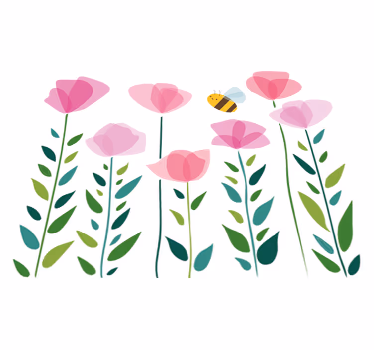 子供 ビニールマット ピンクの花と蜂 - TENSTICKERS