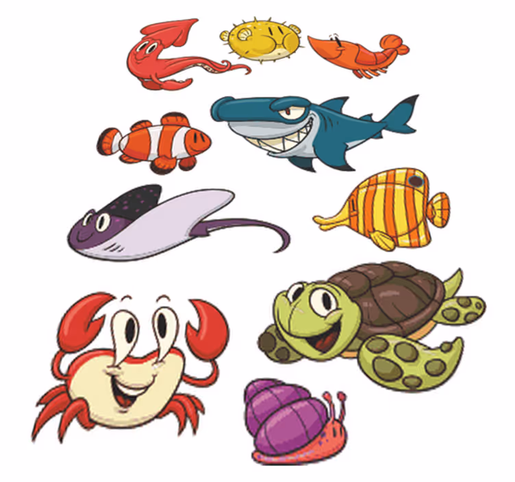 子供 ビニールマット カラフルな魚のパック - TENSTICKERS