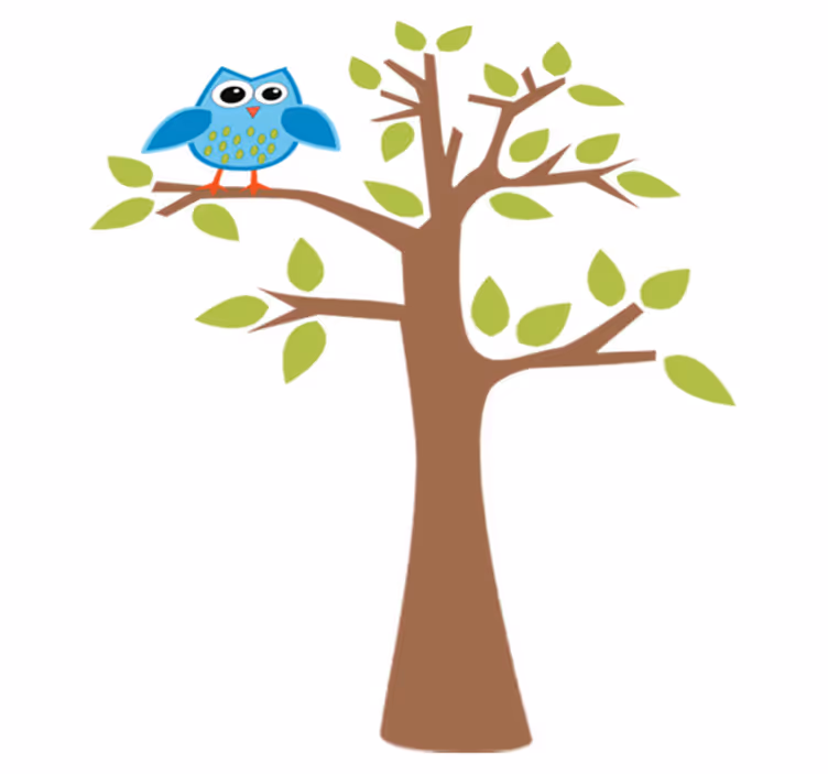 子供 ビニールマット 青いフクロウの木 - TENSTICKERS