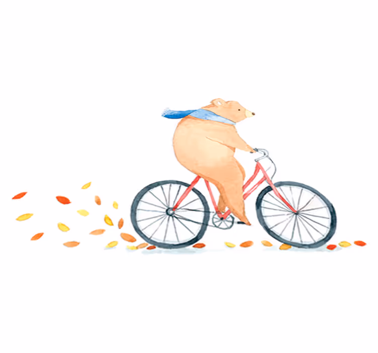 子供 ビニールマット 自転車に乗ったクマ - TENSTICKERS