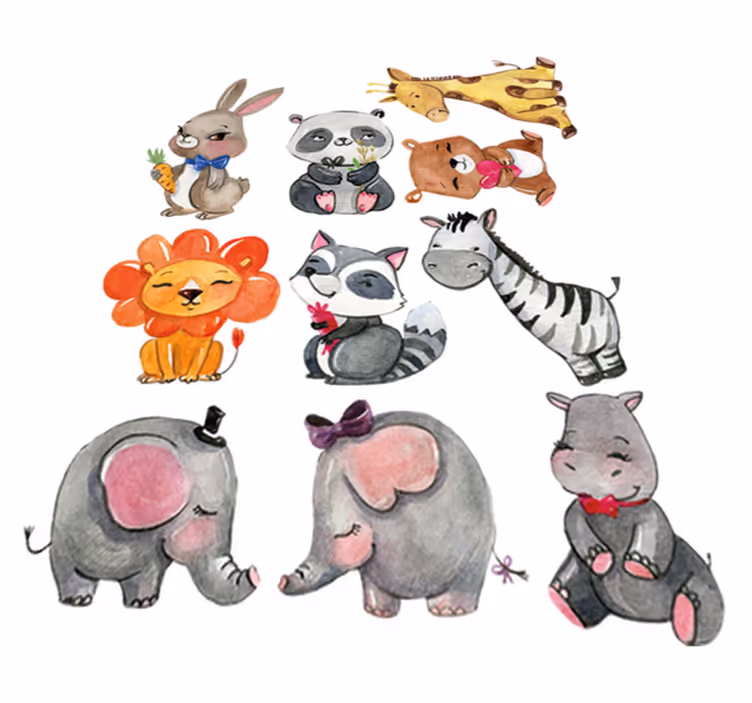 子供 ビニールマット ジャングルの動物ステッカーシート - TENSTICKERS