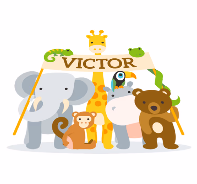 子供 ビニールマット 名前入りの動物たちを迎えよう - TENSTICKERS