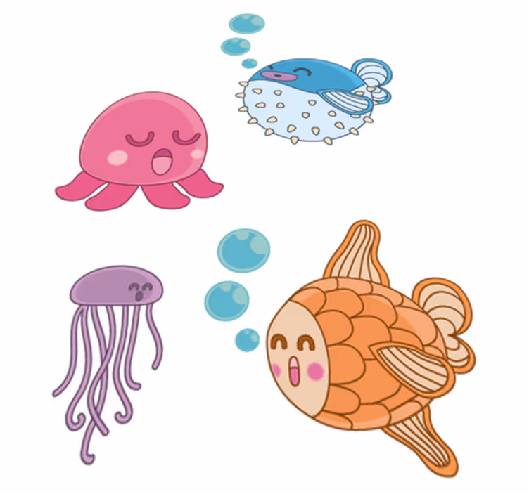 子供 ビニールマット 魚のイラスト ステッカー - TENSTICKERS