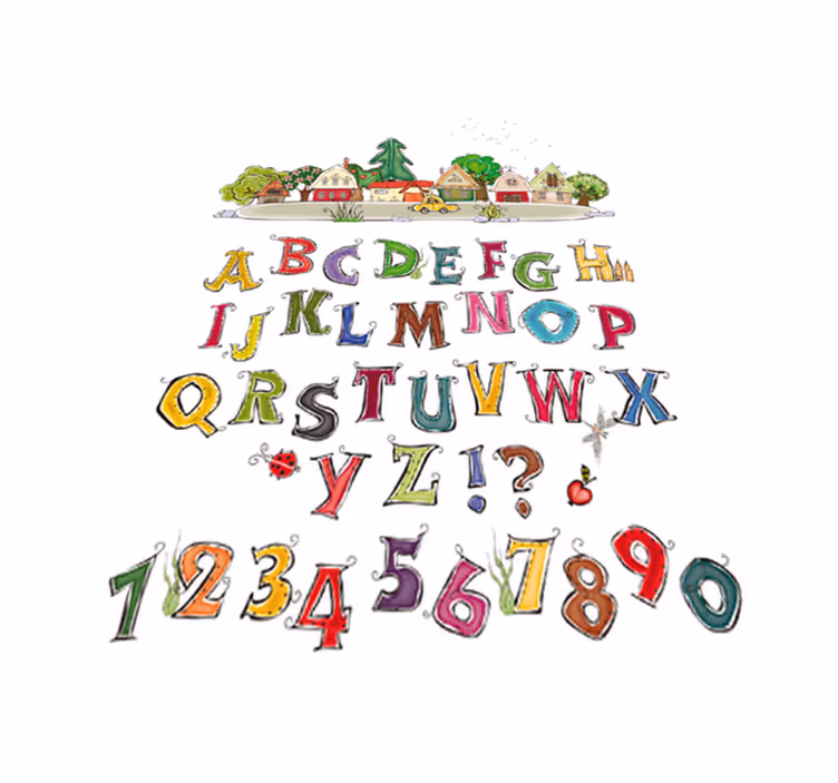 子供 ビニールマット カラフルなアルファベットと数字 - TENSTICKERS