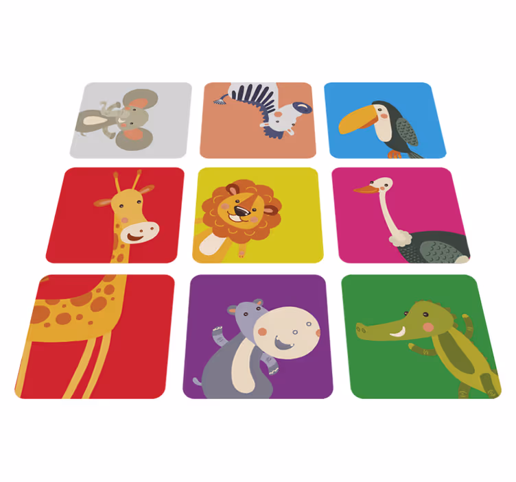 子供 ビニールマット 動物のカラフルタイル - TENSTICKERS