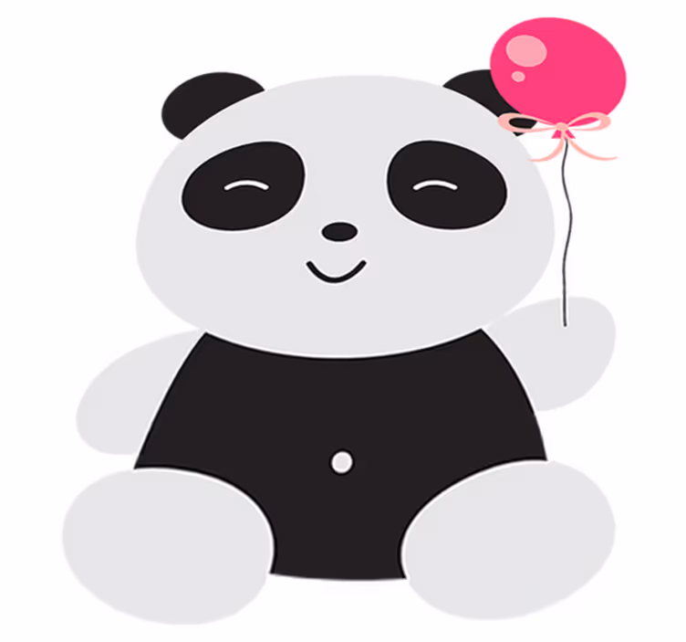 子供 ビニールマット ピンクの風船を持つパンダ - TENSTICKERS