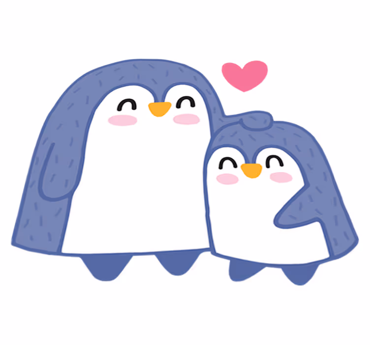 子供 ビニールマット ママと赤ちゃんのペンギン - TENSTICKERS