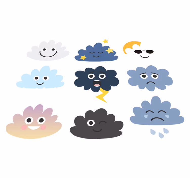 子供 ビニールマット 顔のある雲 - TENSTICKERS