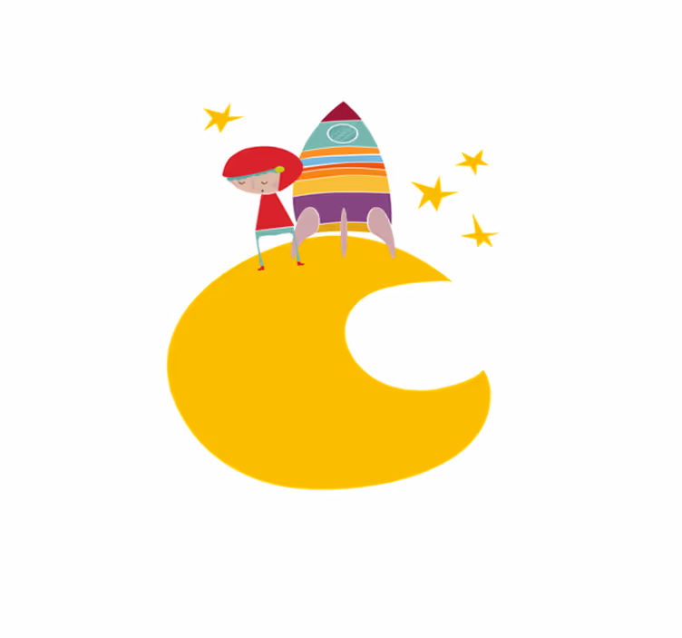 子供 ビニールマット 月のロケット - TENSTICKERS