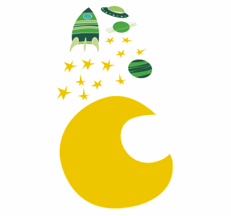 子供 ビニールマット 宇宙柄の緑色ステッカー付き - TENSTICKERS