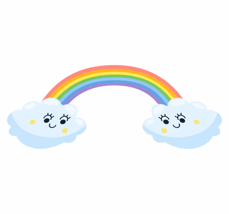 子供 ビニールマット かわいい雲と虹が見つめ合う - TENSTICKERS