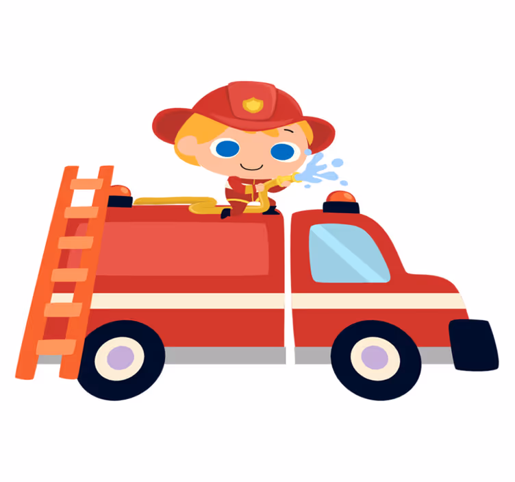 子供 ビニールマット 消防士の赤い車の男 - TENSTICKERS