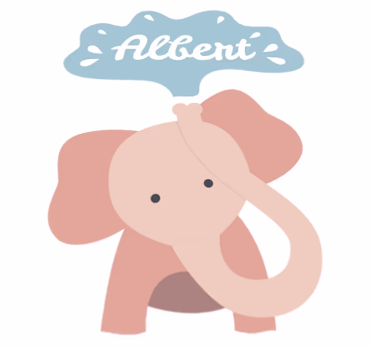 子供 ビニールマット 名前入りの赤ちゃんゾウ - TENSTICKERS