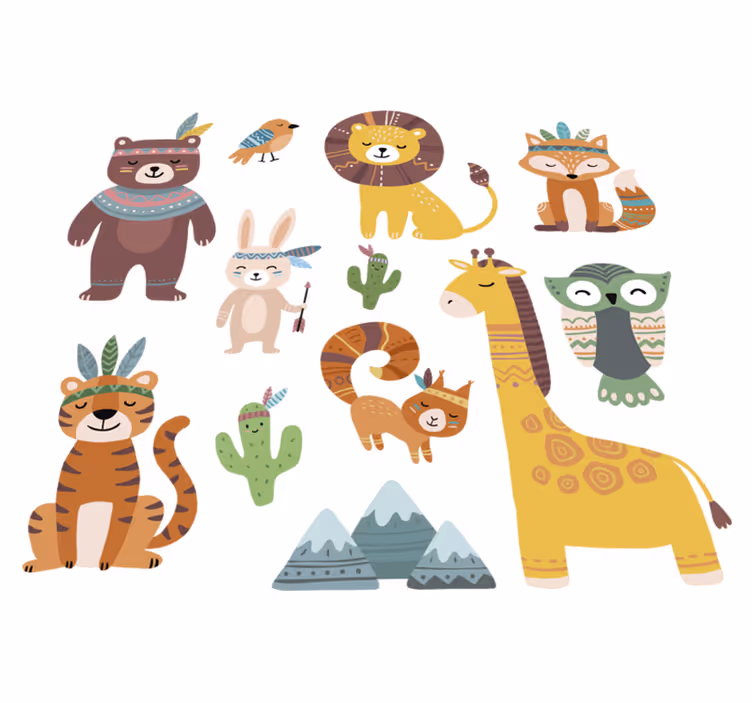 子供 ビニールマット 面白い部族の動物 - TENSTICKERS