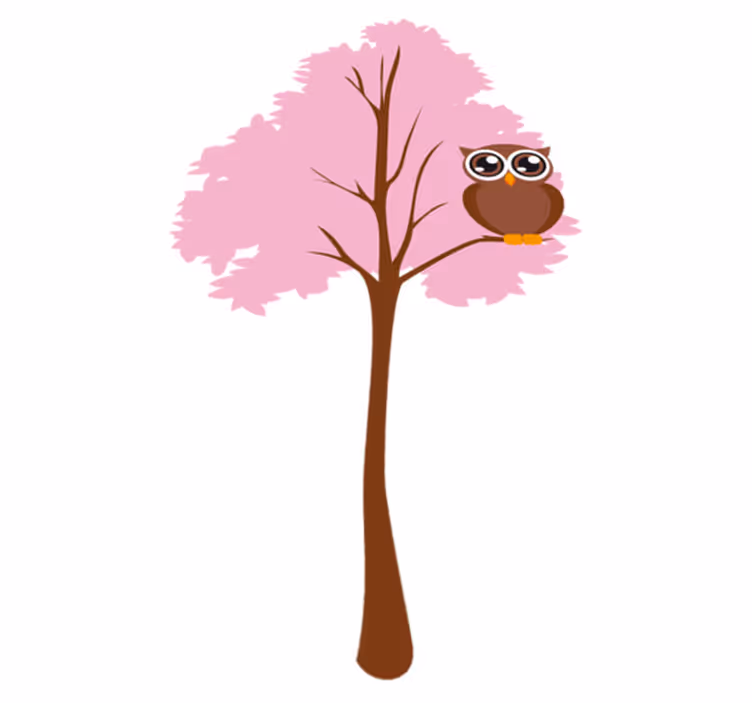 子供 ビニールマット フクロウのいるピンクの木 - TENSTICKERS