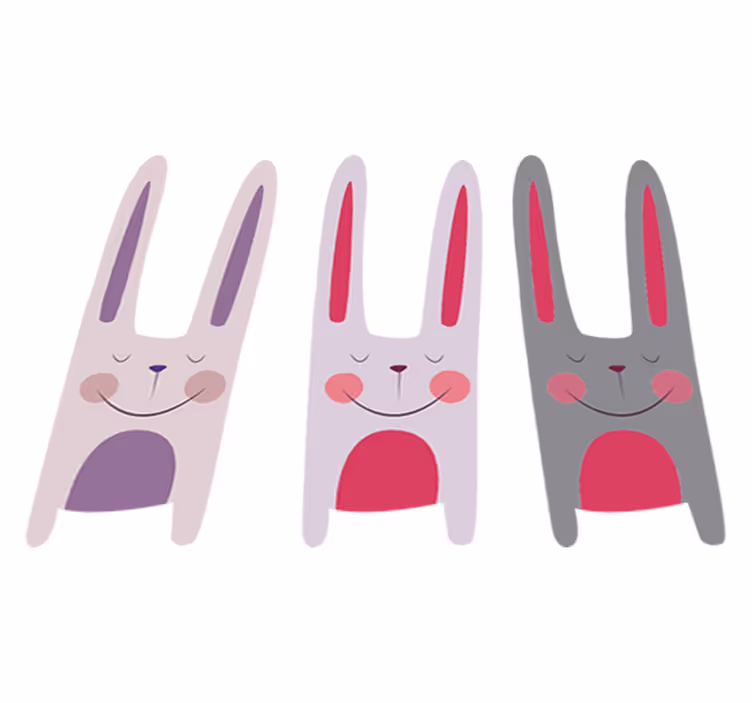 子供 ビニールマット 三匹の幸せなウサギ - TENSTICKERS