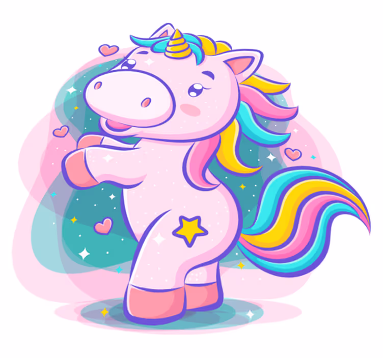 子供 ビニールマット 笑顔のカートゥーンユニコーン カラフル - TENSTICKERS