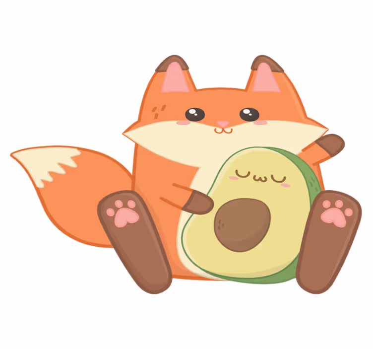 子供 ビニールマット アボカドとかわいいきつね - TENSTICKERS