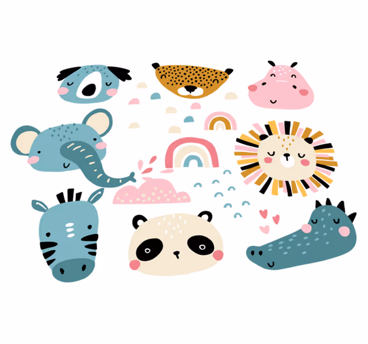 子供 ビニールマット 小さな動物の北欧スタイル - TENSTICKERS