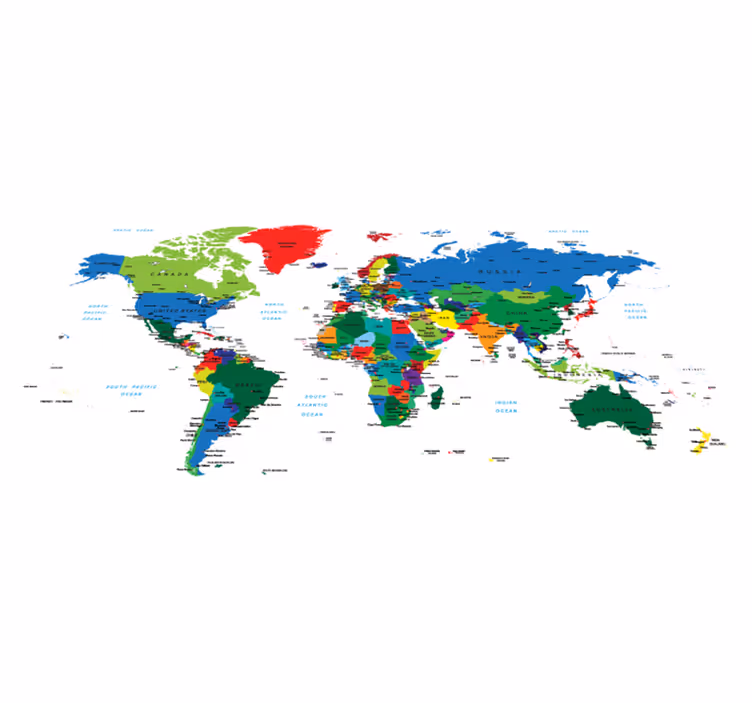 世界地図 ビニールマット カラフルな世界地図ビニールマット - TENSTICKERS