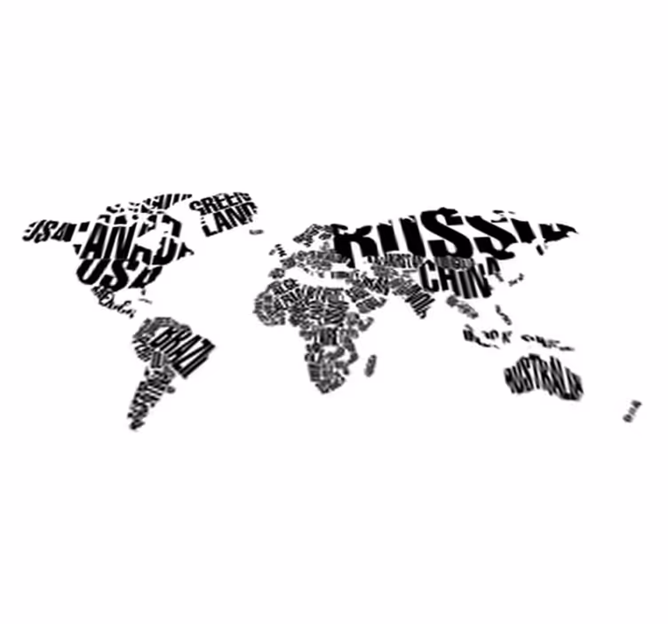 世界地図 ビニールマット 国名入りビニールマップ - TENSTICKERS
