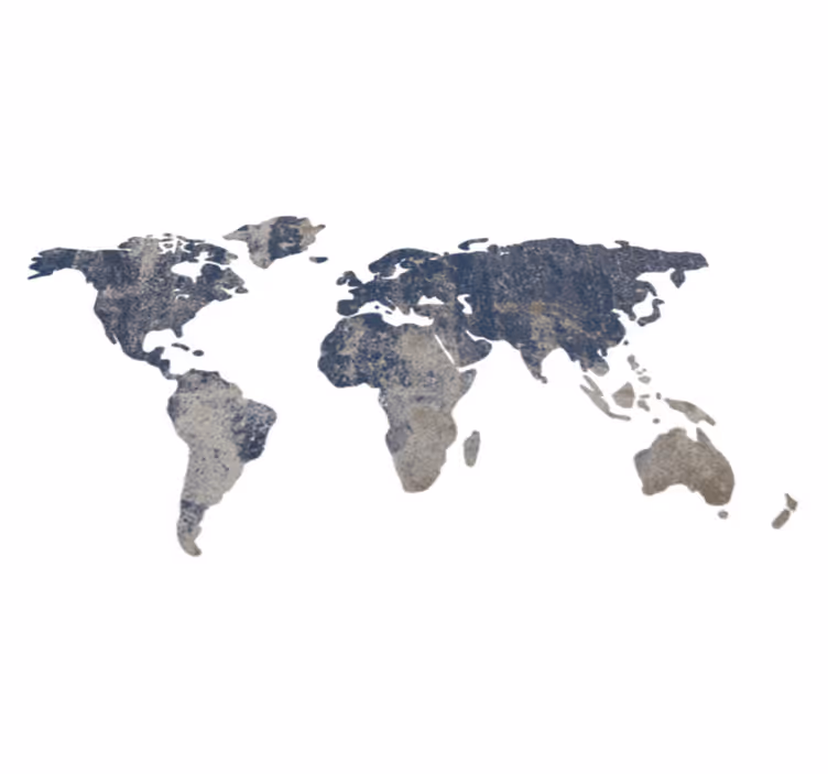 世界地図 ビニールマット 壁面用青い質感の世界地図ビニール - TENSTICKERS