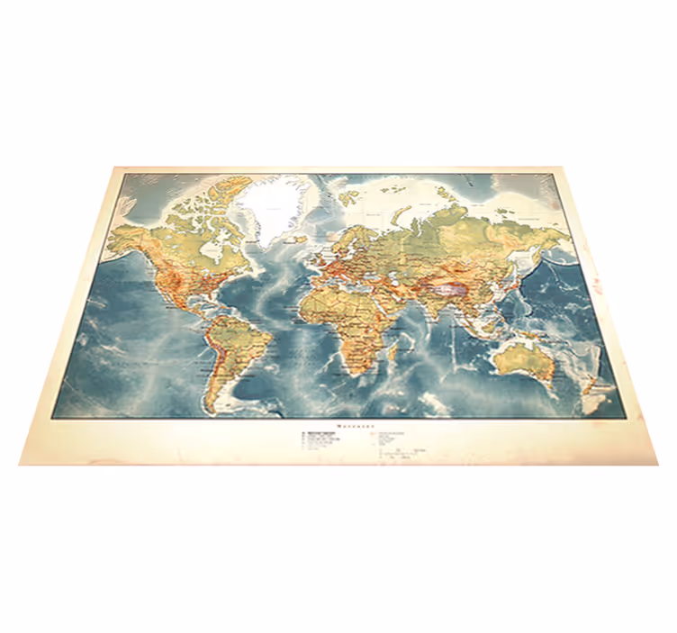 世界地図 ビニールマット 古びた世界地図ビニールマット - TENSTICKERS
