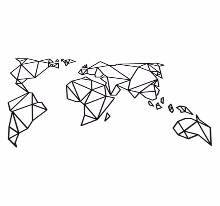 世界地図 ビニールマット 折り紙風デコレーションマット - TENSTICKERS