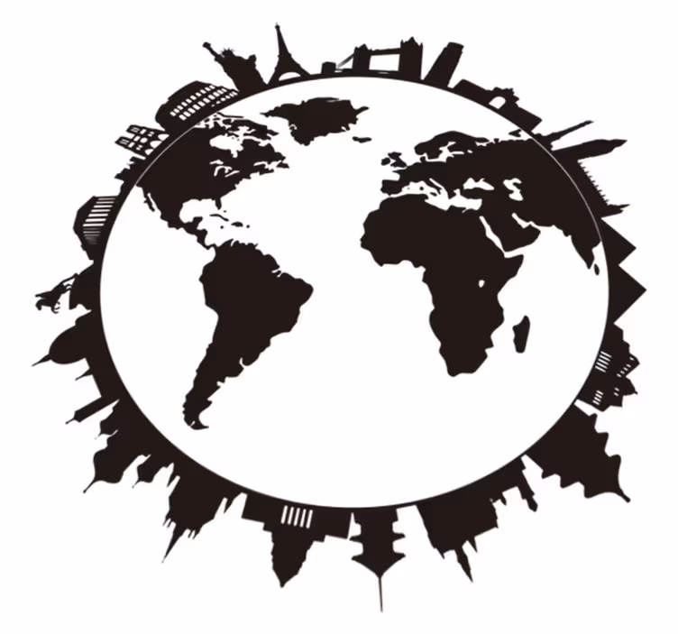 世界地図 ビニールマット モニュメント付き世界地図 - TENSTICKERS