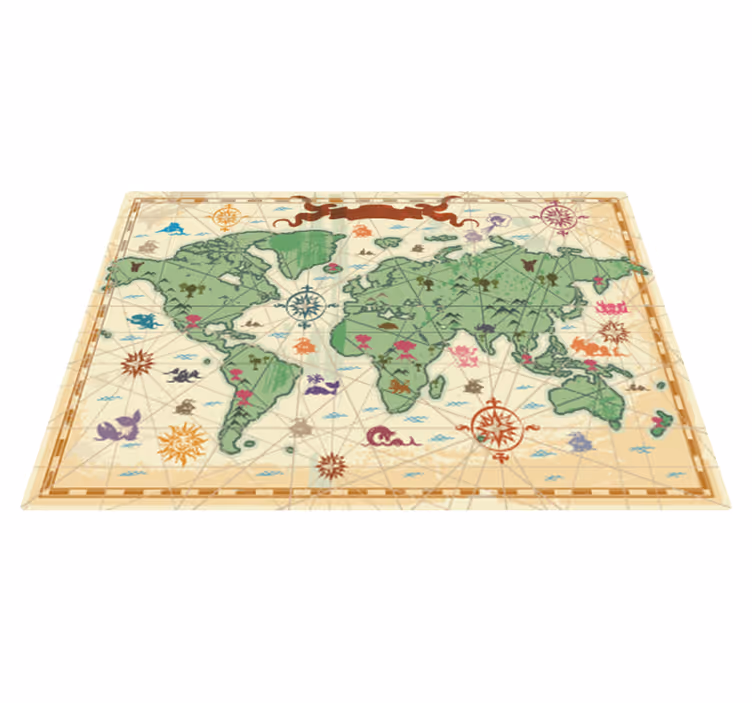 世界地図 ビニールマット 子供用クラシック世界地図 - TENSTICKERS