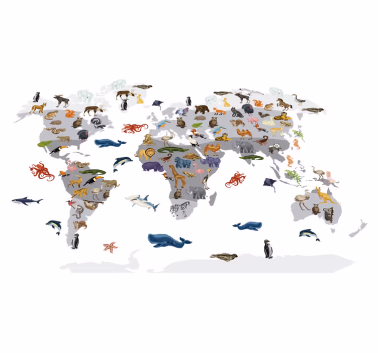 世界地図 ビニールマット 北欧スタイルの世界地図壁用デカール - TENSTICKERS