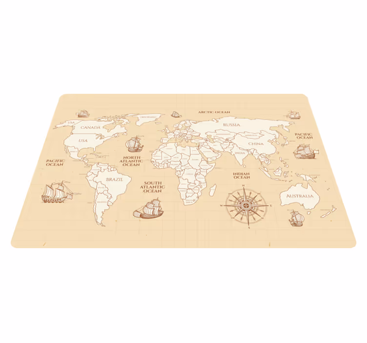 世界地図 ビニールマット アンティーク世界地図 国別 - TENSTICKERS