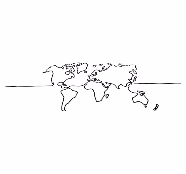 世界地図 ビニールマット ラインアートの世界 - TENSTICKERS