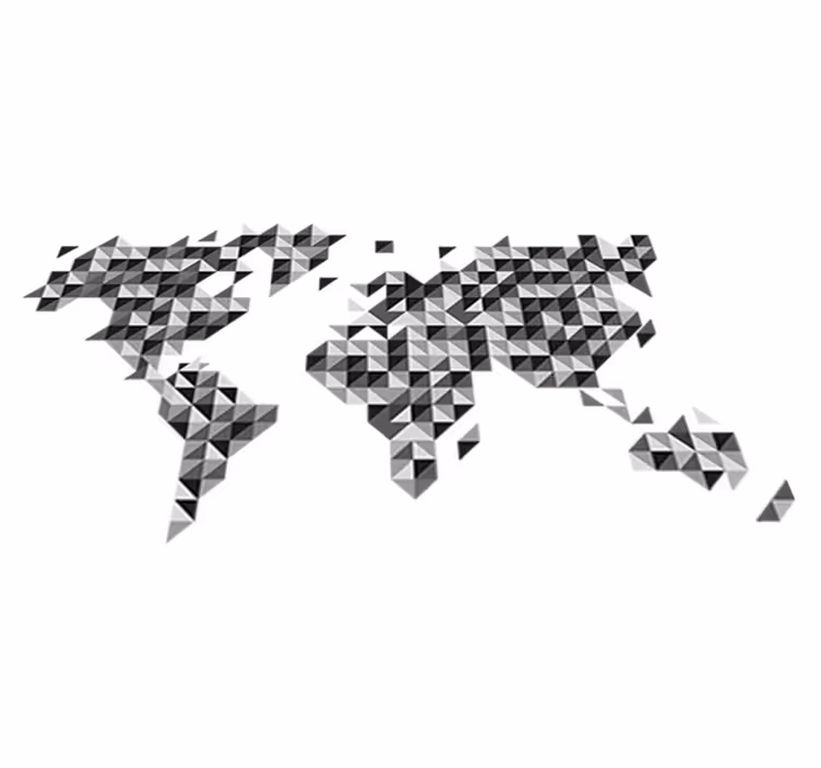世界地図 ビニールマット グレースケールカラー - TENSTICKERS